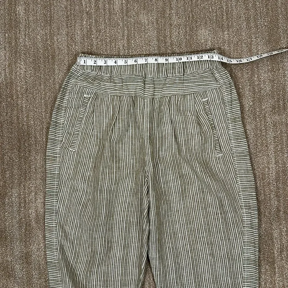 Anthropologie Summer Linen Striped Loose Comfort Elastic Waist Pants Women Small